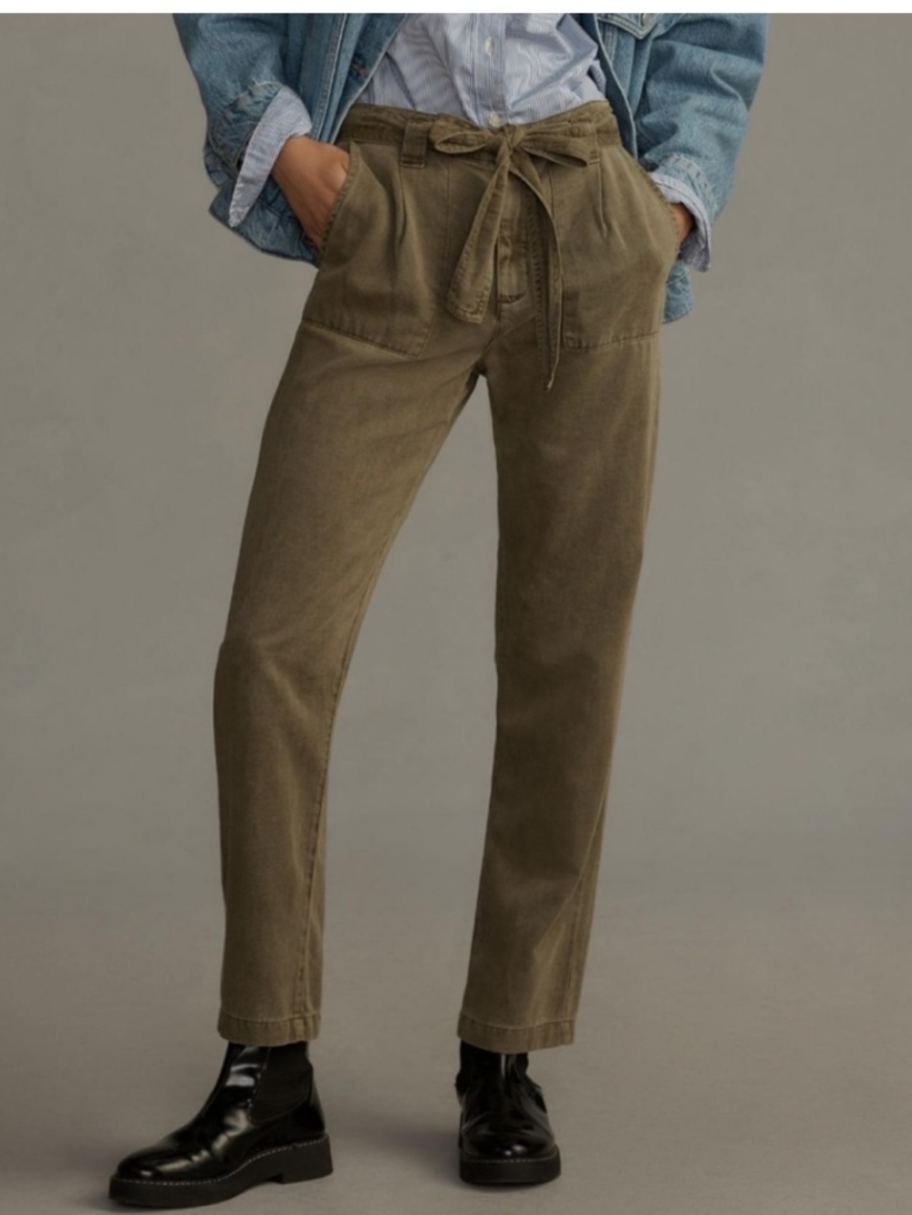 Bella Dahl Raven Pleat Pocket Trousers small green
